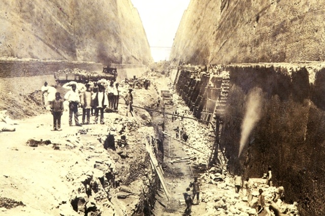 Corinth Canal - Early construction - Late 19th century